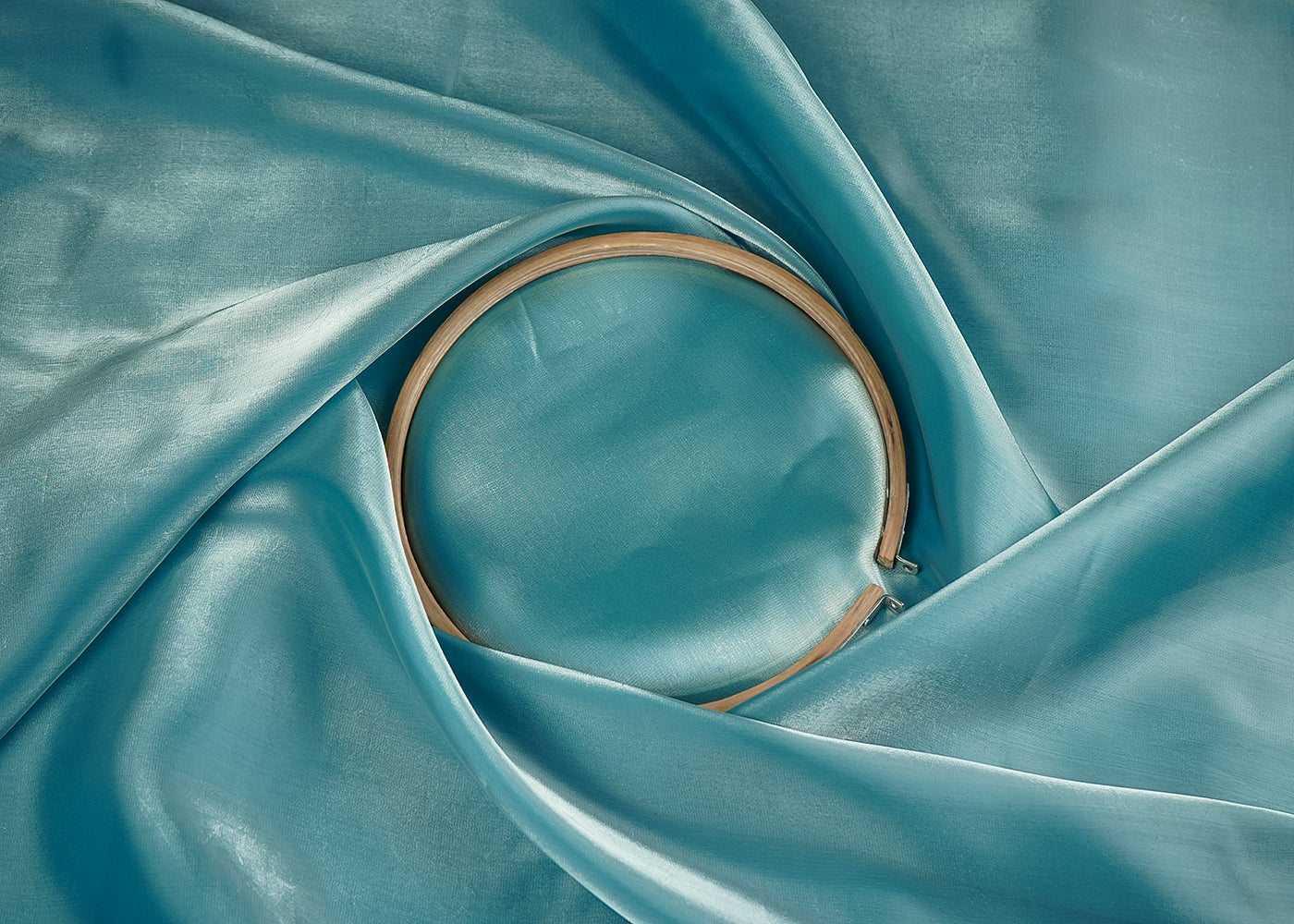 Blue Colored Organza Satin Fabric 23212(106)