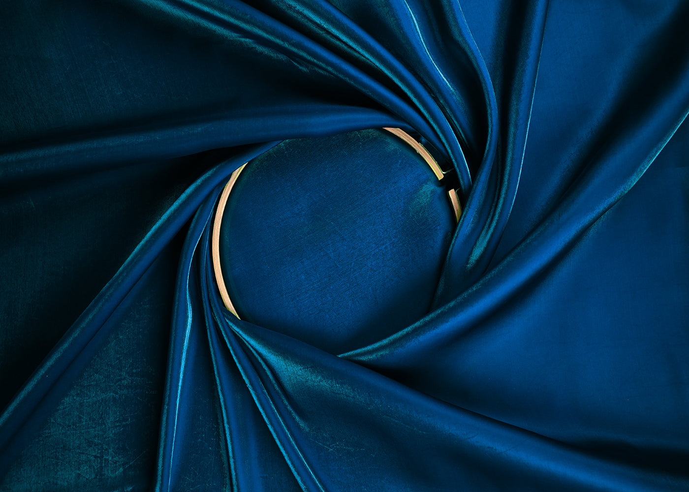 Peacock Blue Colored Organza Satin Fabric 23212(112)