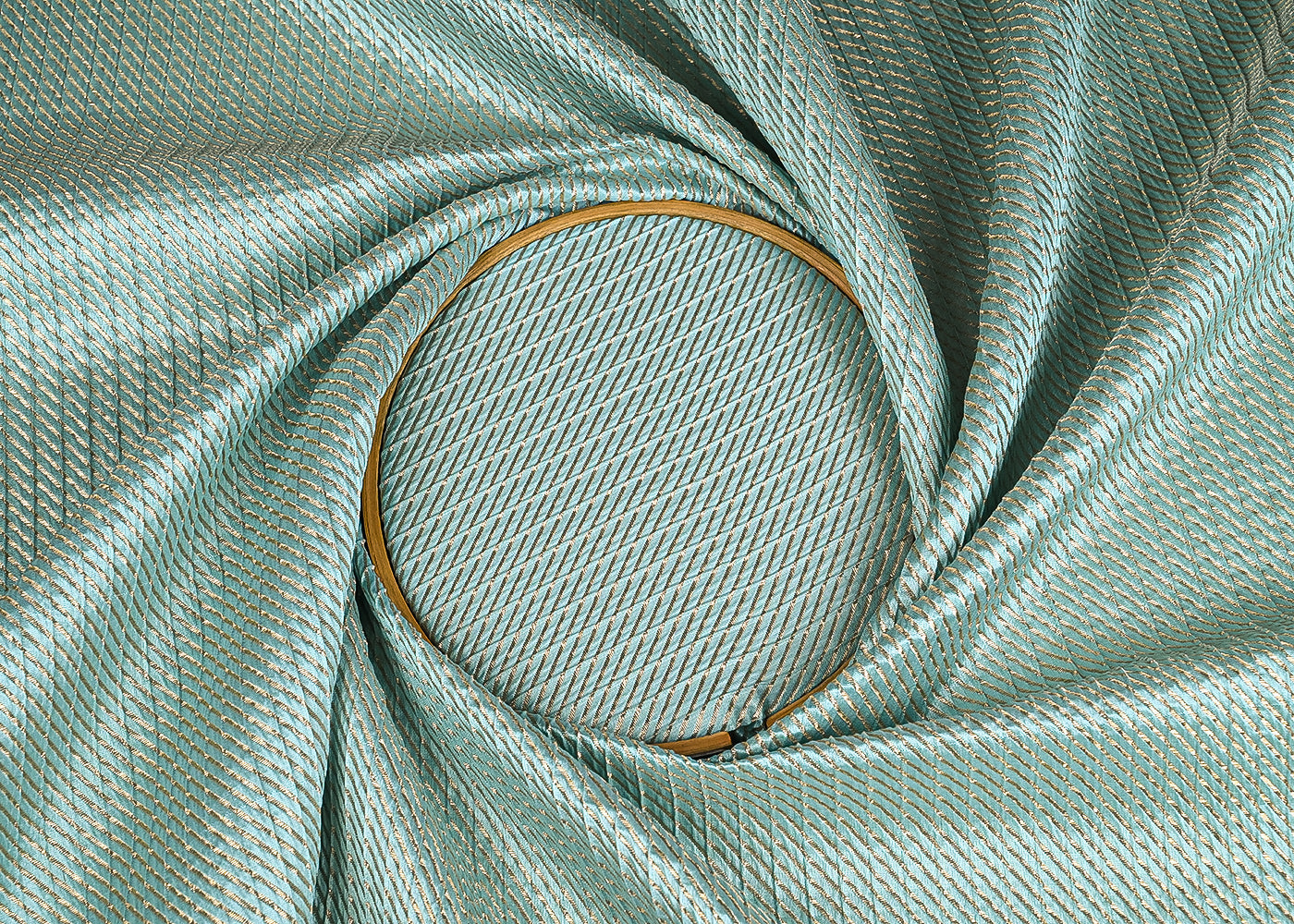 Light Blue Banarasi Silk Fabric With All Over Golden Zari Handloom 23216