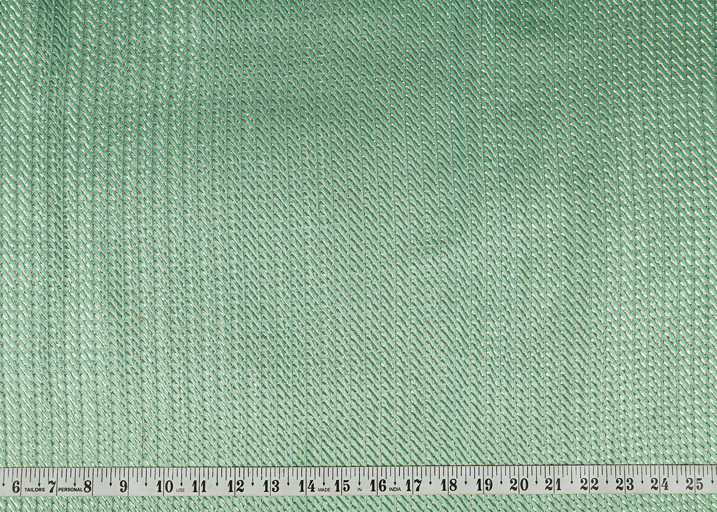 Mint Green Banarasi Silk Fabric With All Over Golden Zari Handloom 23217