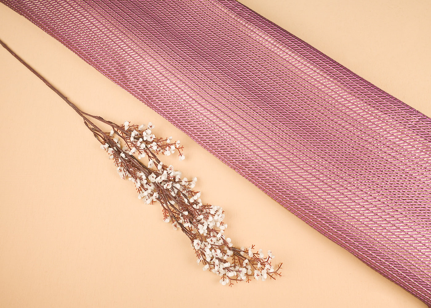 Lavender Banarasi Silk Fabric With All Over Golden Zari Handloom 23218