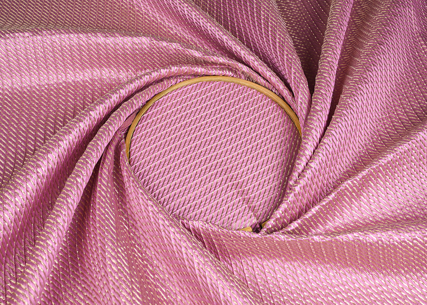 Lavender Banarasi Silk Fabric With All Over Golden Zari Handloom 23218