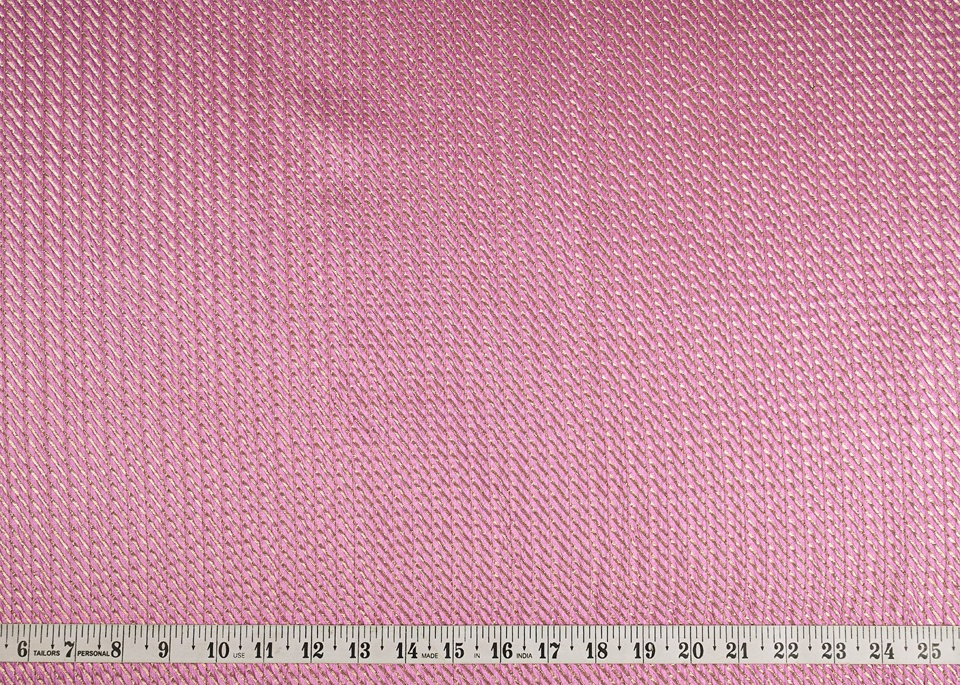 Lavender Banarasi Silk Fabric With All Over Golden Zari Handloom 23218