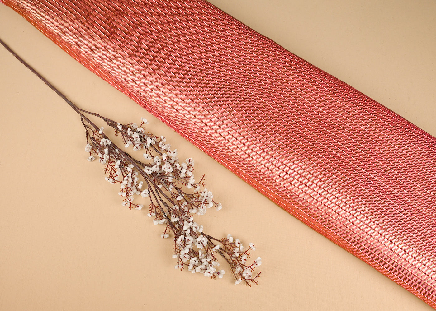 Pink Banarasi Silk Fabric With All Over Golden Zari Handloom 23219