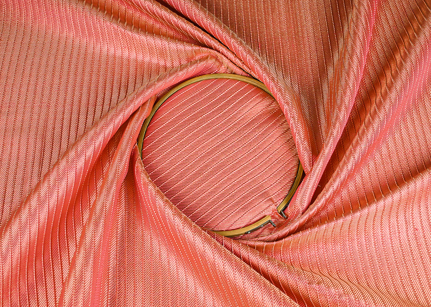 Pink Banarasi Silk Fabric With All Over Golden Zari Handloom 23219