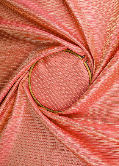 Pink Banarasi Silk Fabric With All Over Golden Zari Handloom 23219