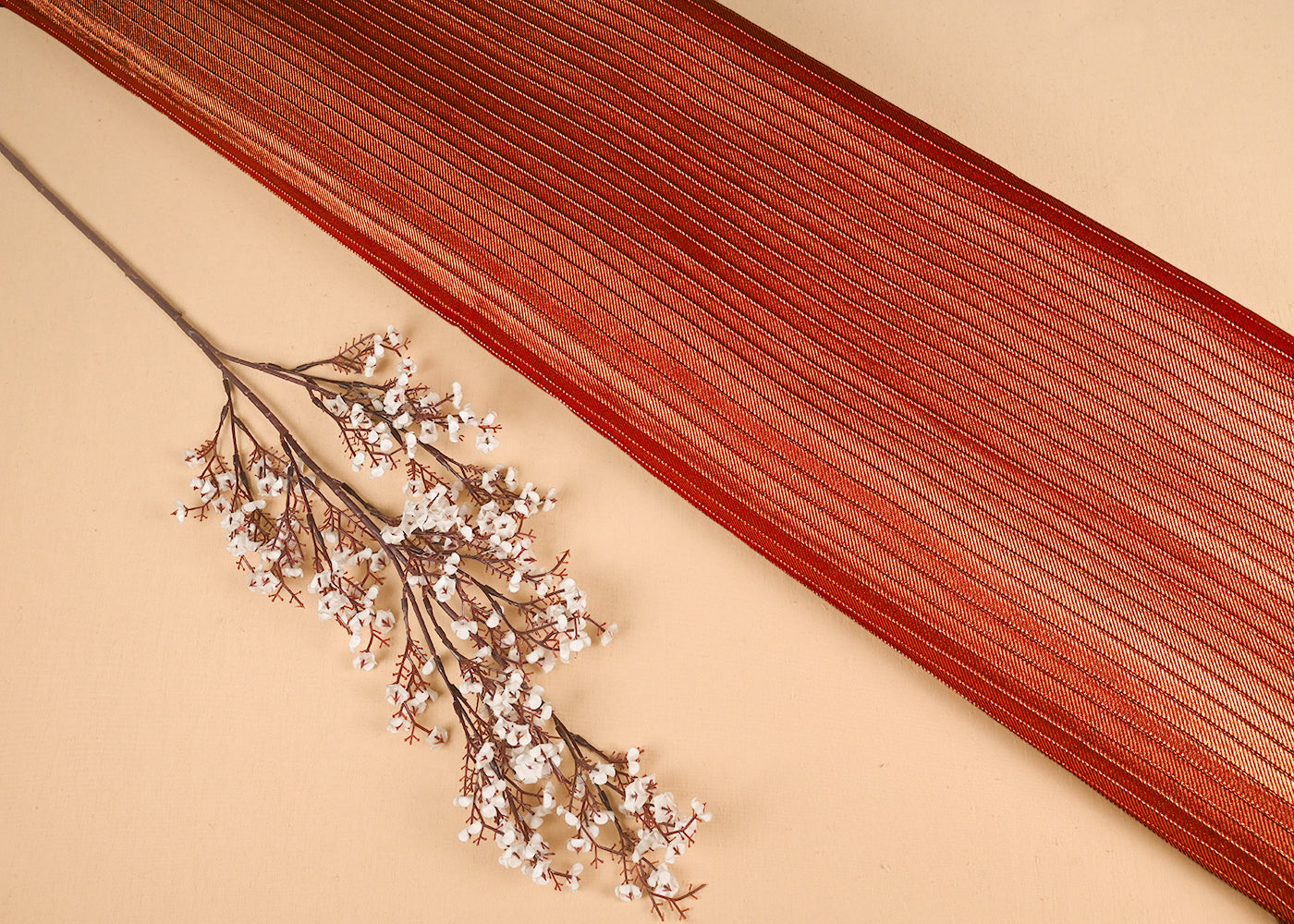 Maroon Banarasi Silk Fabric With All Over Golden Zari Handloom 23221