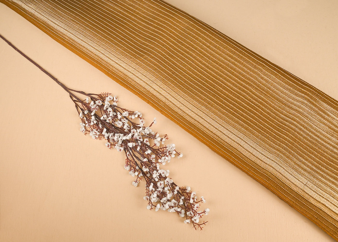Gold Banarasi Silk Fabric With All Over Golden Zari Handloom 23222