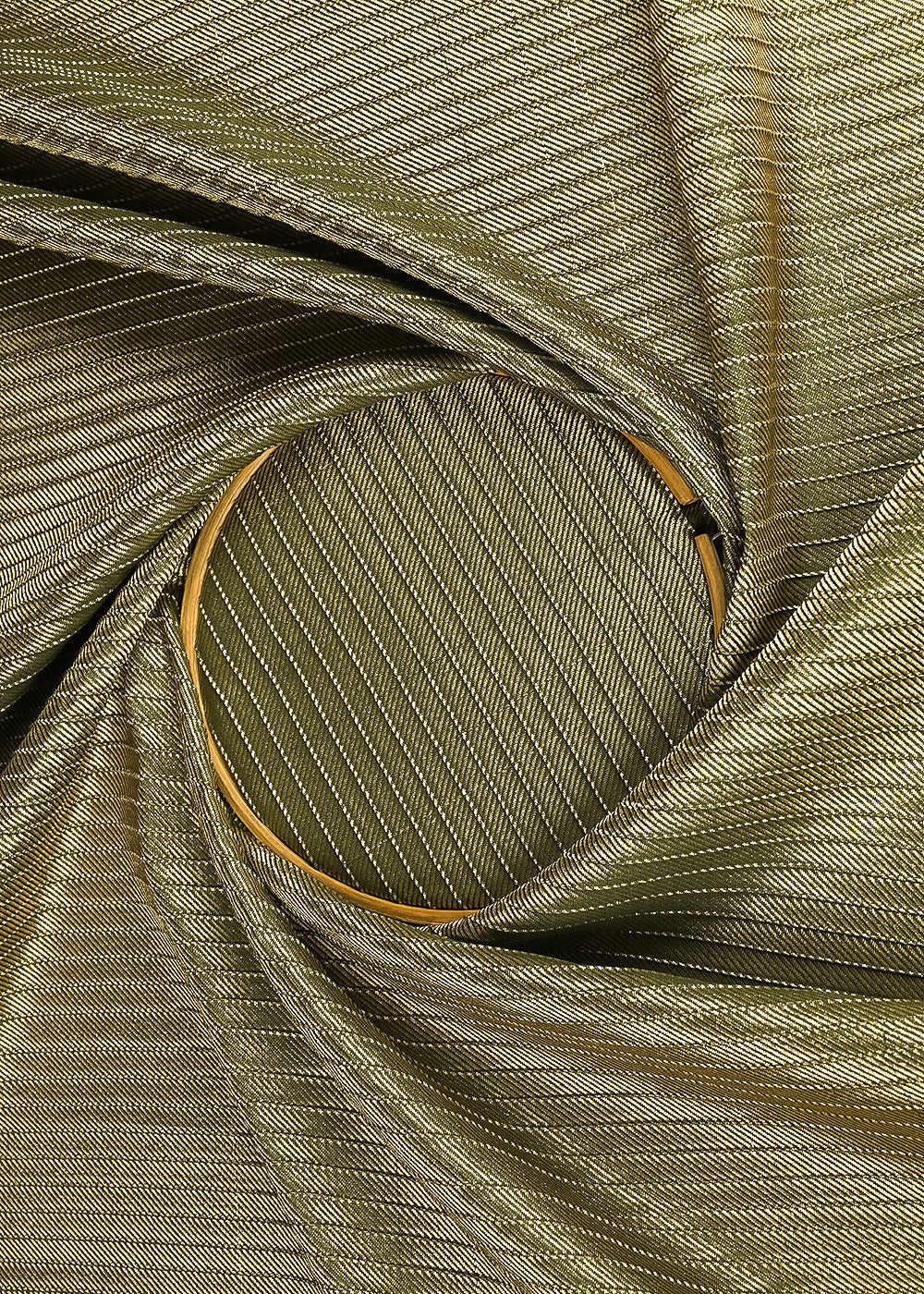 Bottle-Green-Banarasi-Silk-Fabric-With-All-Over-Golden-Zari-Handloom-23225-close-view