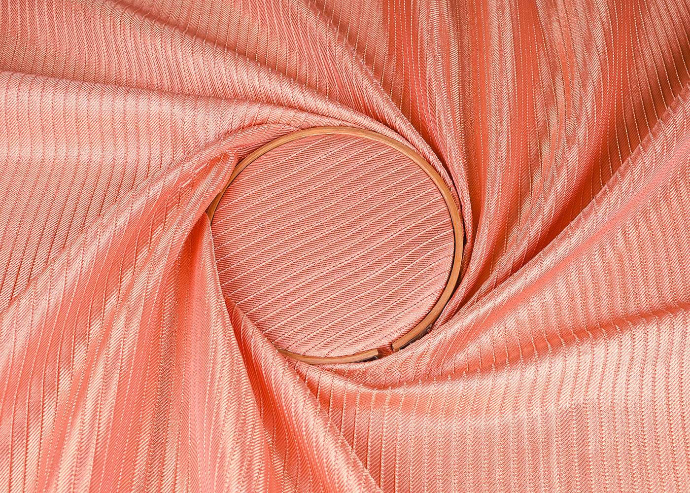 Peach Pink Banarasi Silk Fabric With All Over Golden Zari Handloom 23226