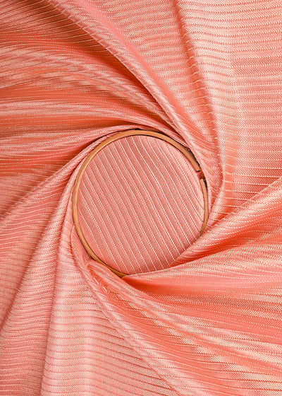 Peach Pink Banarasi Silk Fabric With All Over Golden Zari Handloom 23226