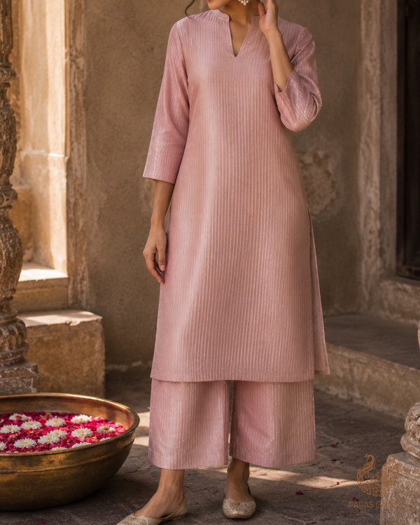 Blush Pink Banarasi Silk Fabric With All Over Golden Zari Handloom 23227