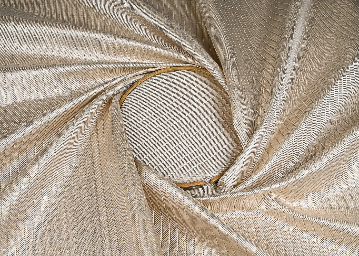 White Banarasi Silk Fabric With All Over Golden Zari Handloom 23228
