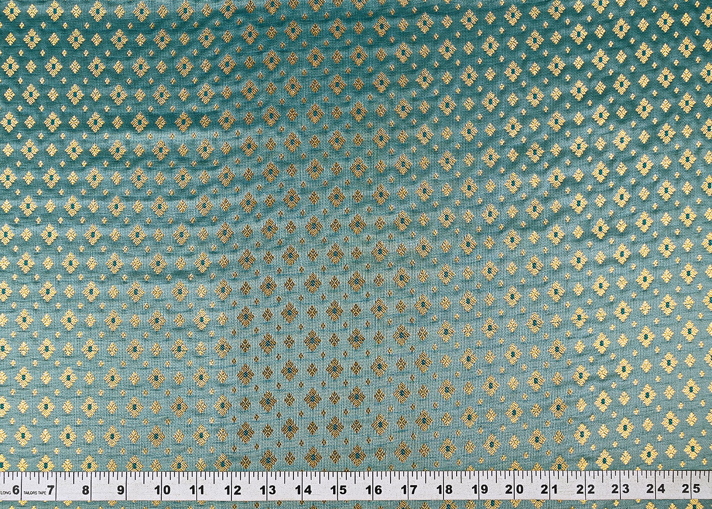 Sea Green Banarasi Brocade Fabric With All Over Golden Zari Handloom 23280