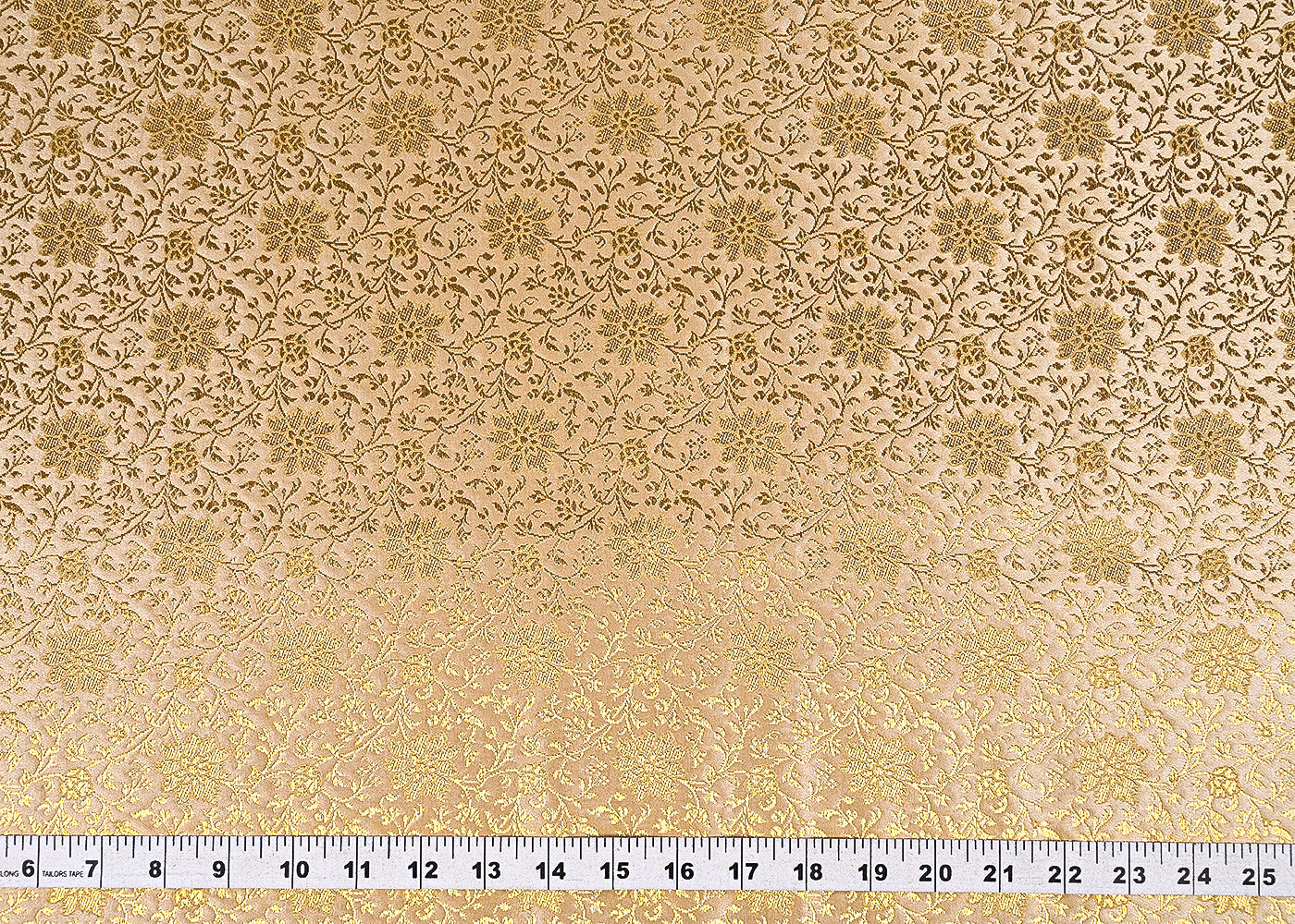 Beige Banarasi Brocade Fabric With All Over Golden Zari Handloom 23293