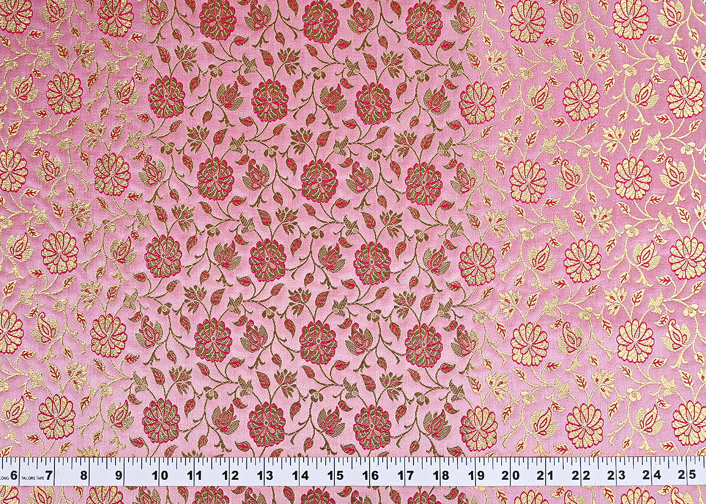 Light Pink Banarasi Brocade Fabric With All Over Golden Zari Handloom 23302