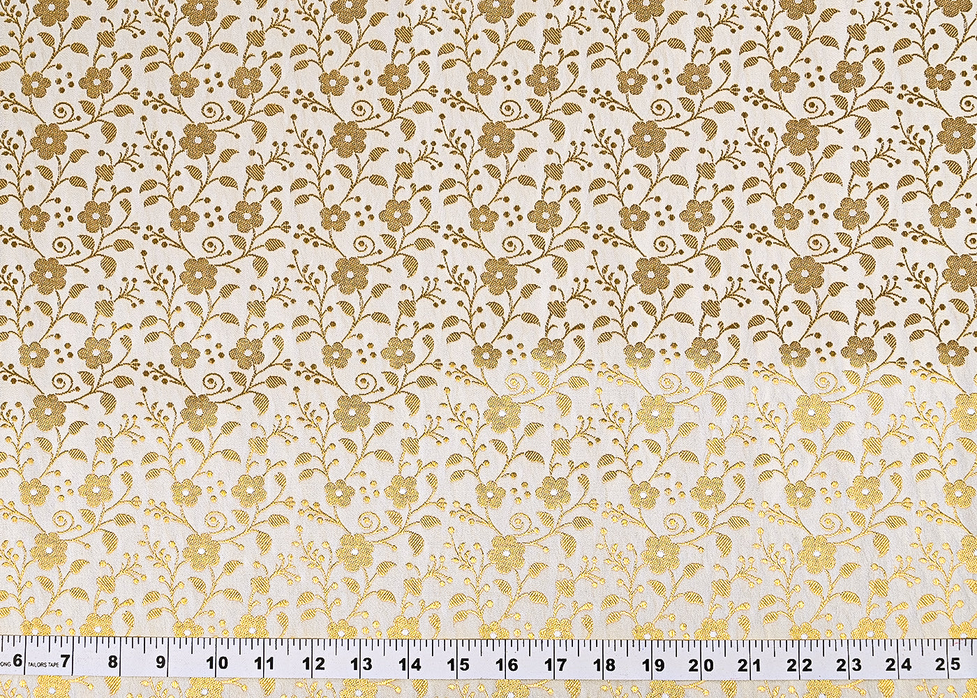 Ivory Banarasi Brocade Fabric With All Over Golden Zari Handloom 23310