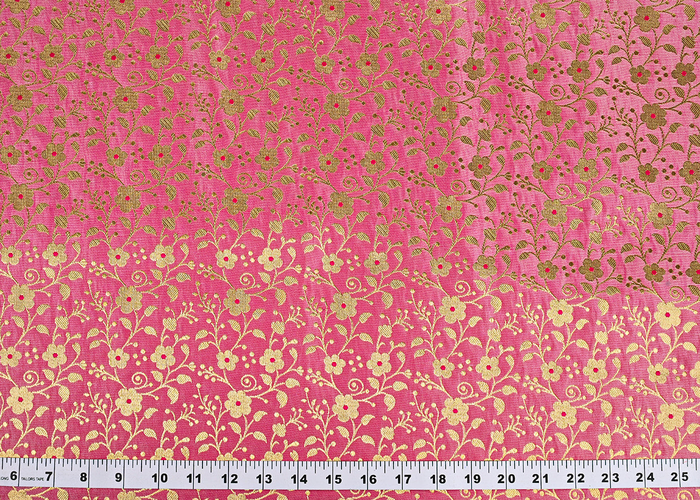 Gajri Pink Banarasi Brocade Fabric With All Over Golden Zari Handloom 23311