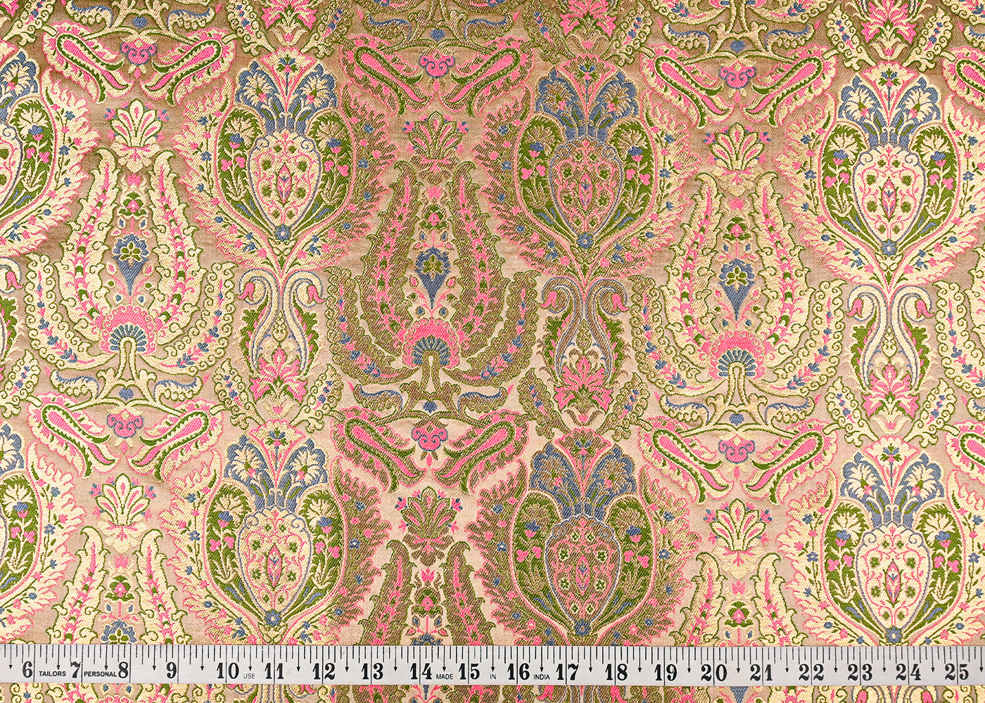Beige Banarasi Brocade Fabric With All Over Golden Zari Handloom 23382