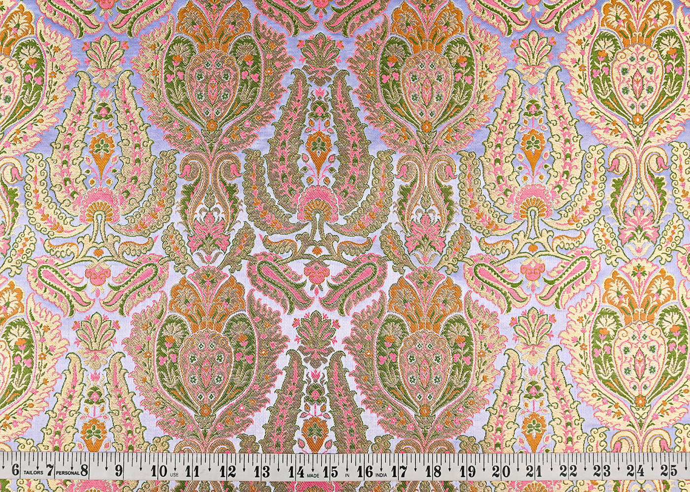 Lavender Banarasi Brocade Fabric With All Over Golden Zari Handloom 23384