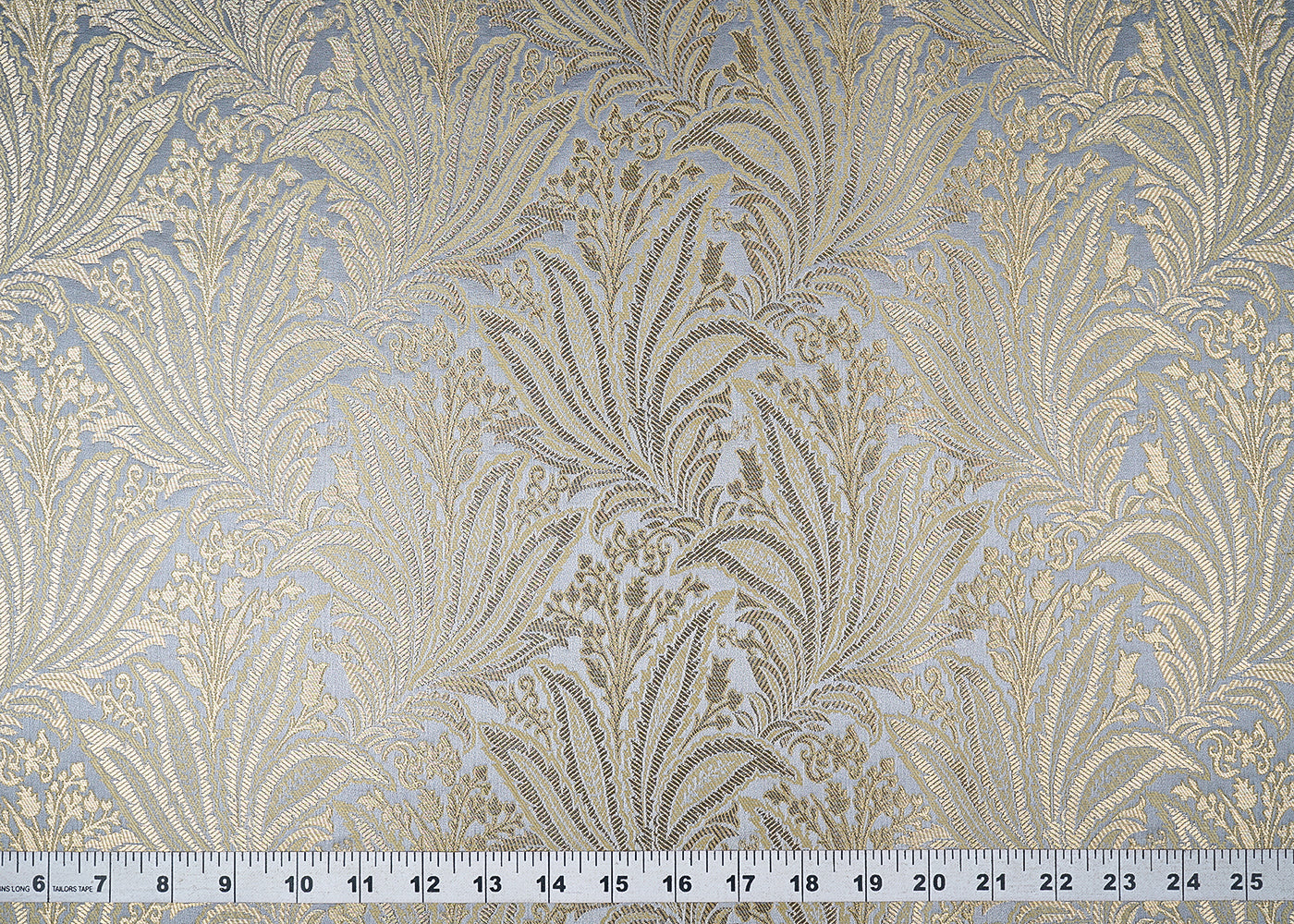Grey Banarasi Brocade Fabric With All Over Golden Zari Handloom 23387
