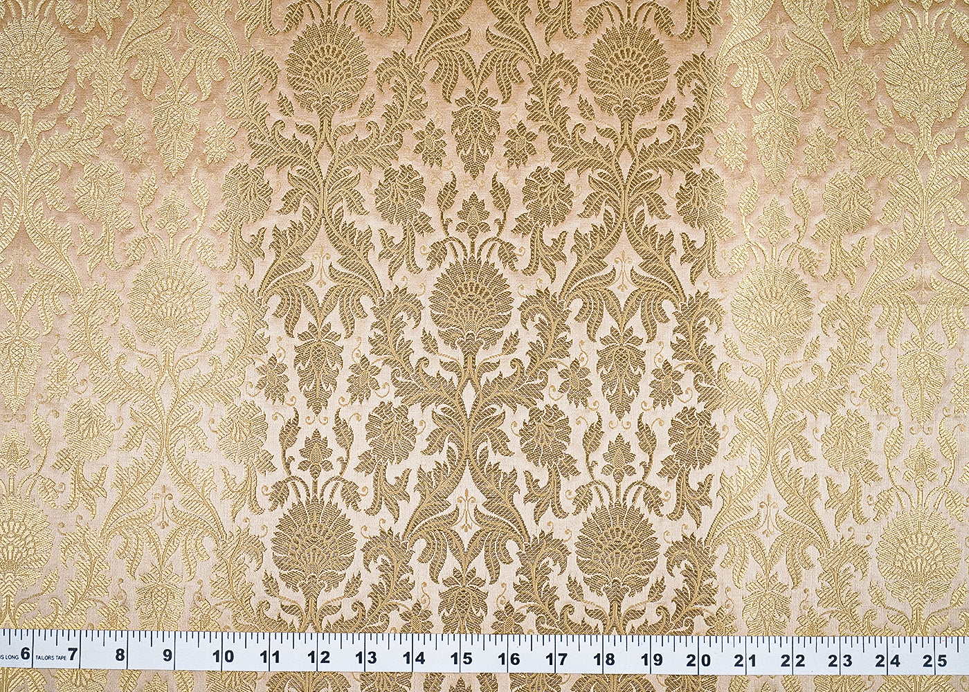 Gold Banarasi Brocade Fabric With All Over Golden Zari Handloom 23403