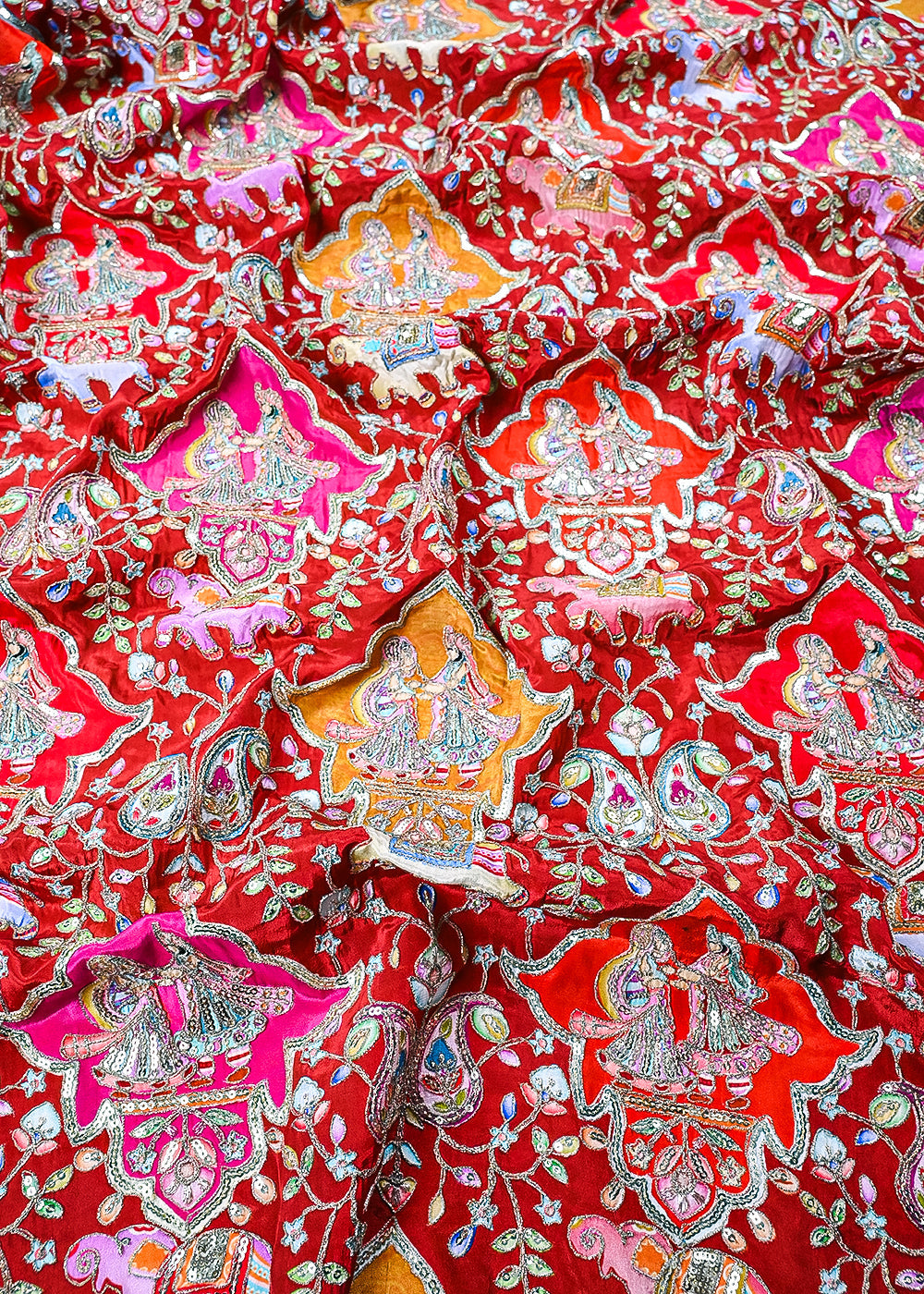 Maroon Crepe Fabric With All Over Zari And Sequins Work 23437