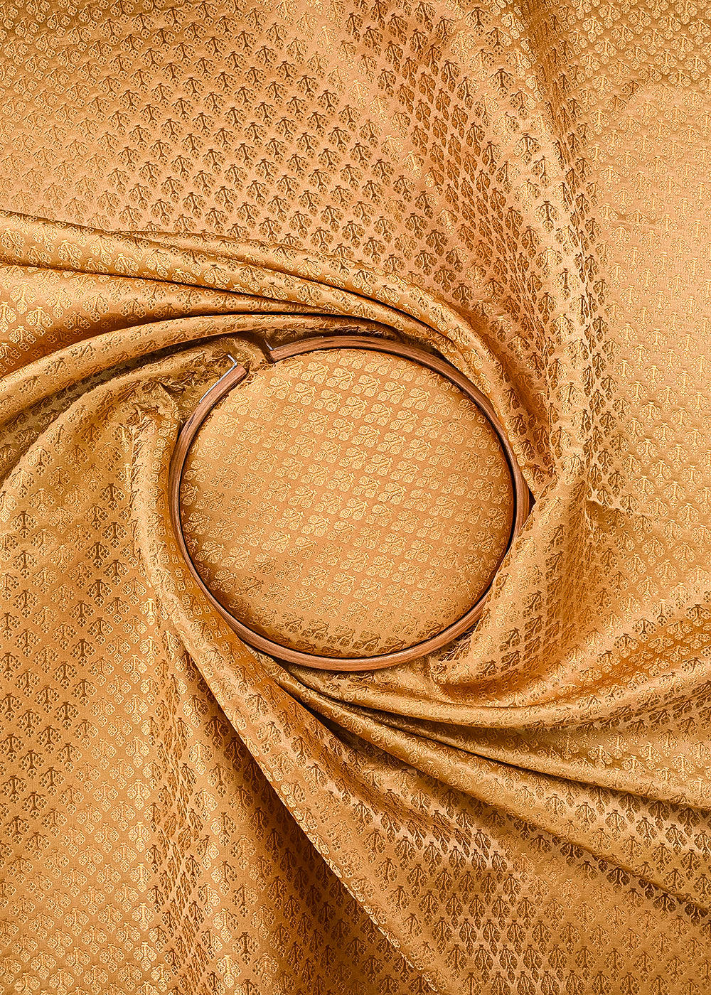 Gold Banarasi Brocade Fabric With All Over Golden Zari Handloom 23474