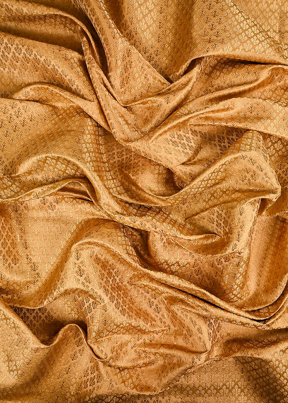Gold Banarasi Brocade Fabric With All Over Golden Zari Handloom 23474
