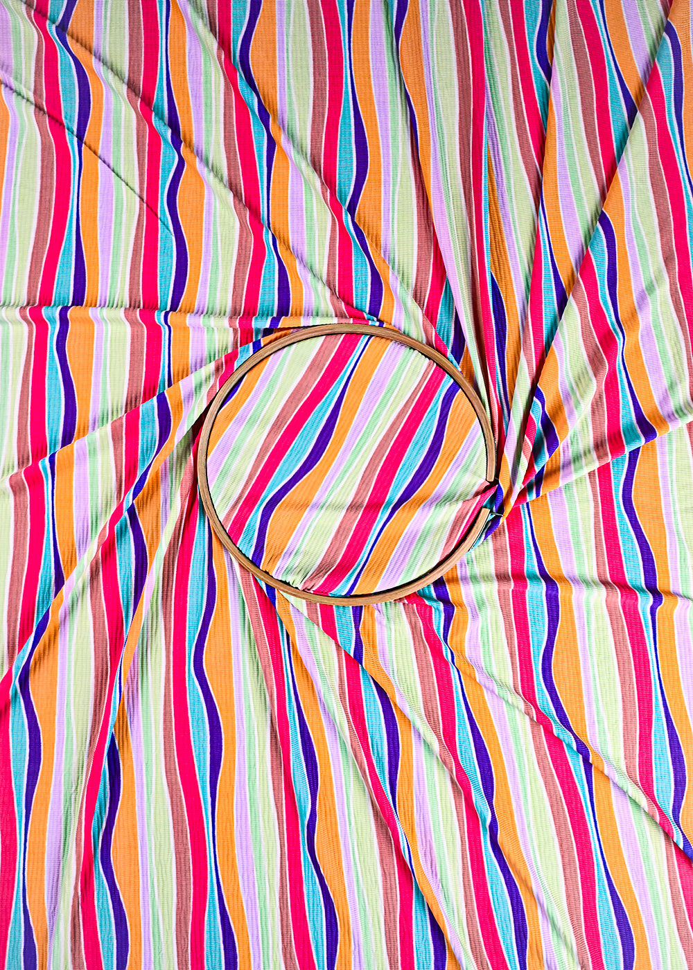 Multi Colour Wrinkled Satin Fabric With All Over Abstract Print 23518