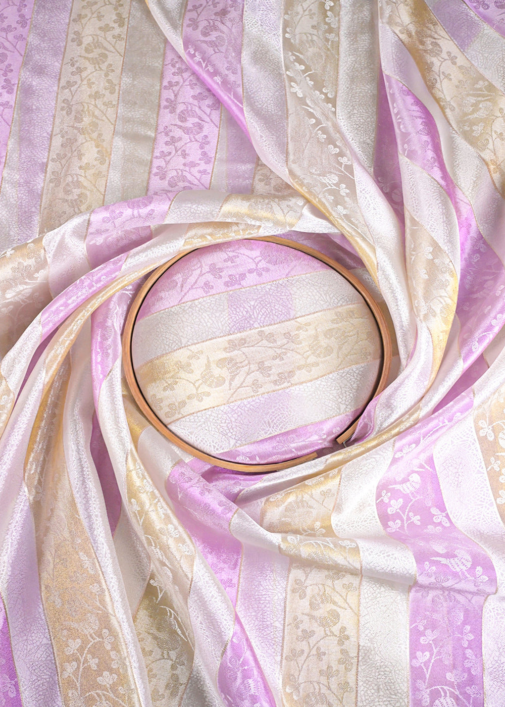 Lavender Organza Fabric With All Over Zari Handloom 23539