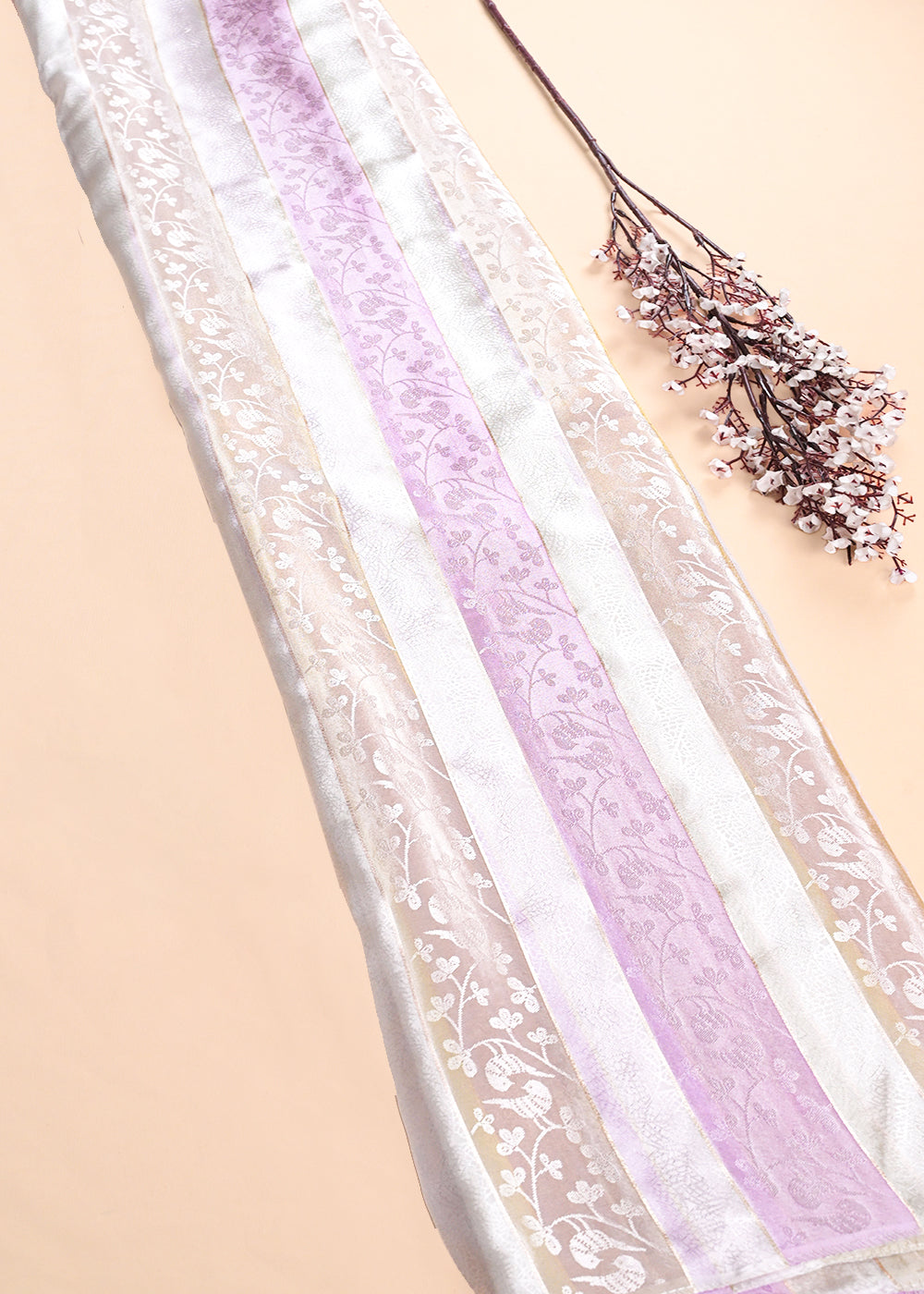 Lavender Organza Fabric With All Over Zari Handloom 23539