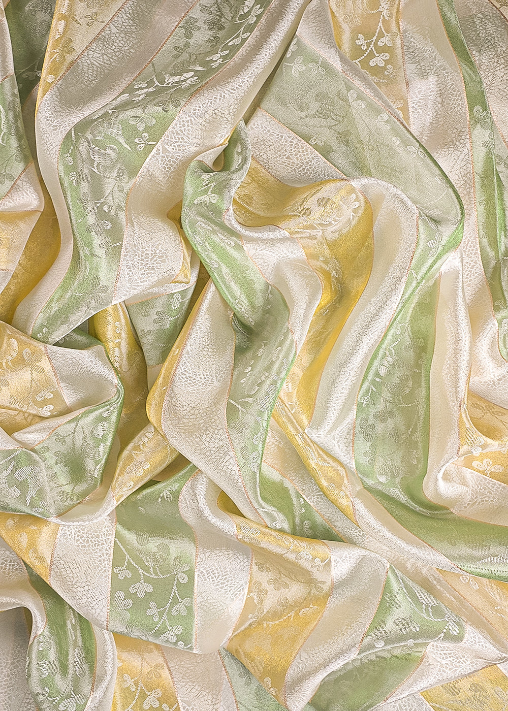 Mint Green Organza Fabric With All Over Zari Handloom 23540