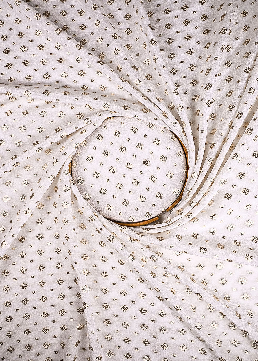 White Dyeable Georgette Fabric With All Over Zari Handloom 23565
