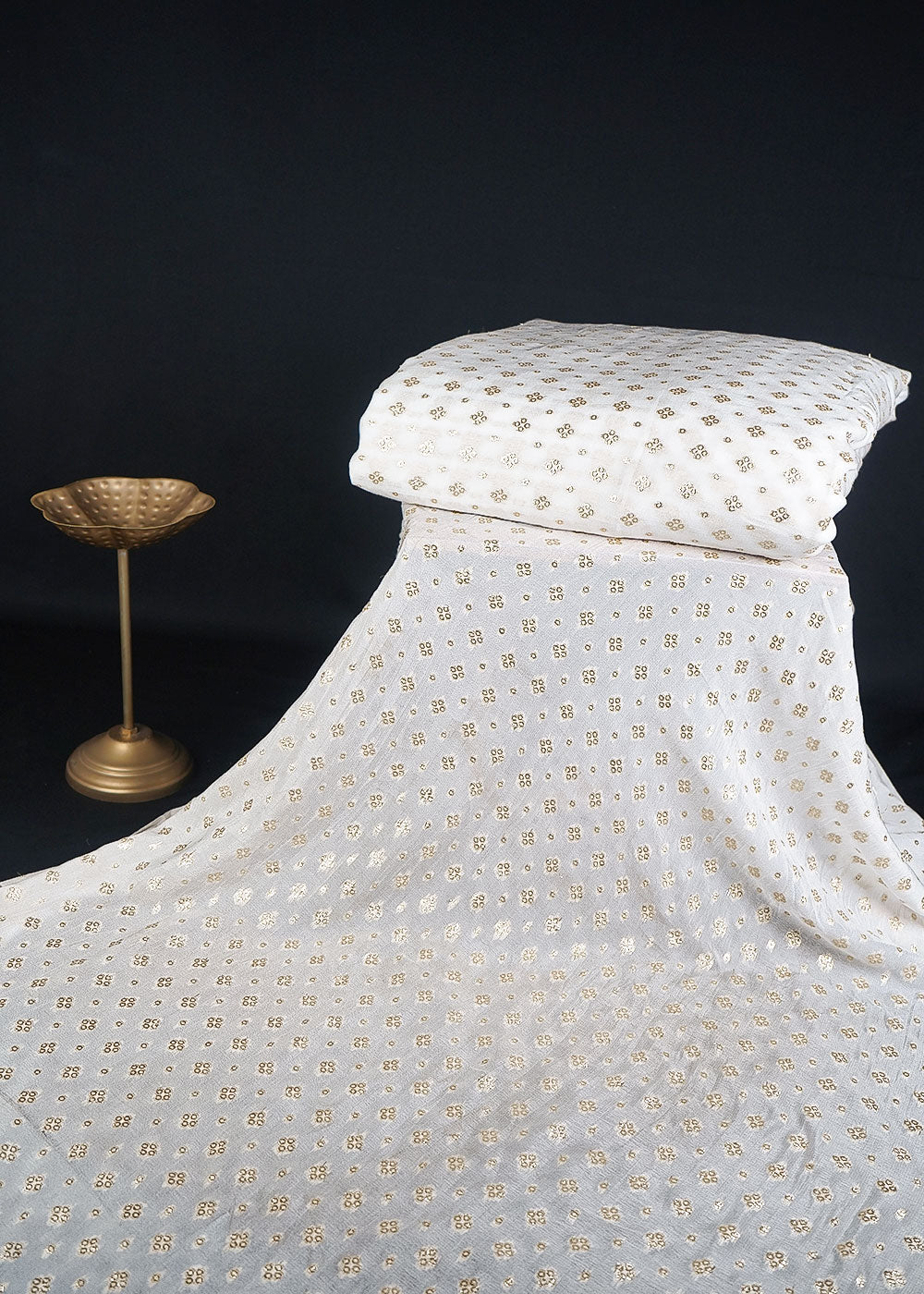 White Dyeable Georgette Fabric With All Over Zari Handloom 23565