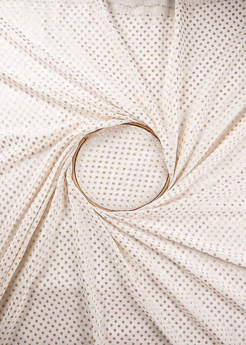 White Georgette Fabric With All Over Zari Handloom 23566