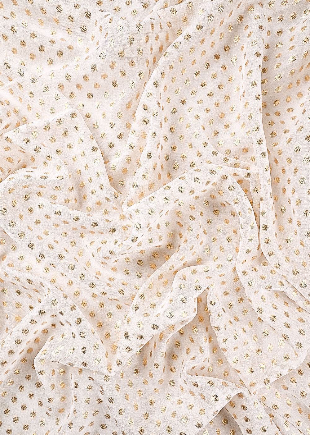 White Georgette Fabric With All Over Zari Handloom 23566