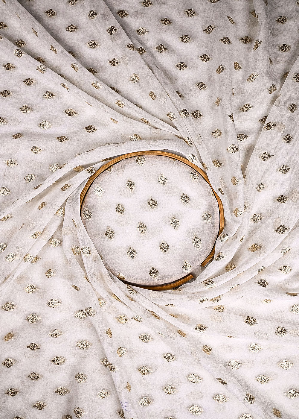 White Dyeable Georgette Fabric With All Over Zari Handloom 23567