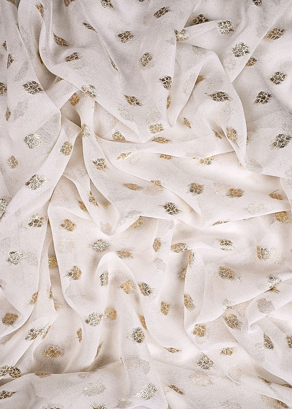 White Dyeable Georgette Fabric With All Over Zari Handloom 23567