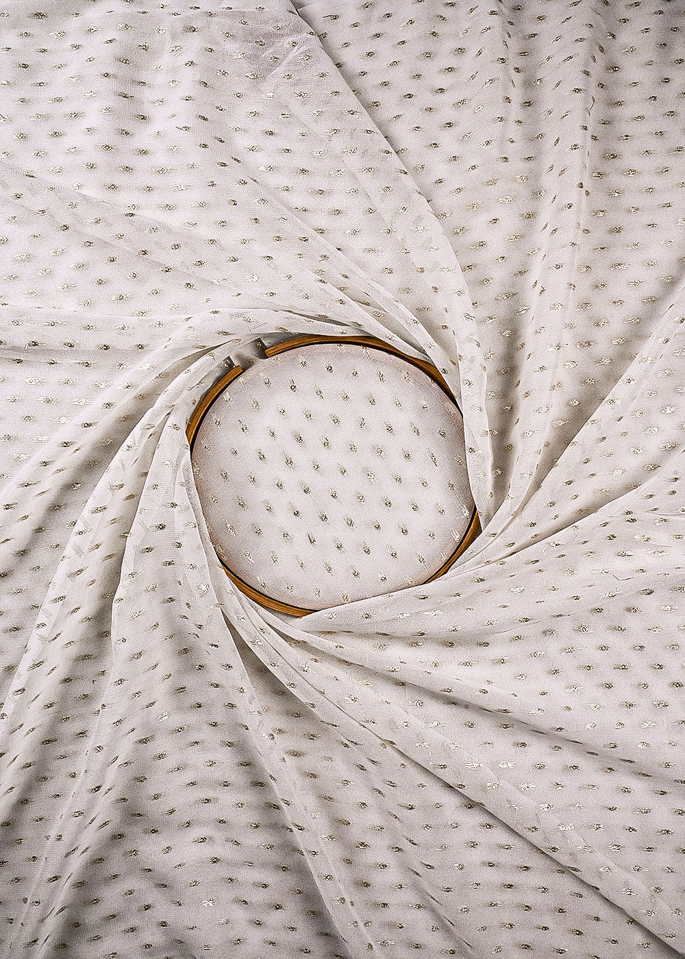 White Dyeable Georgette Fabric With All Over Zari Handloom 23569