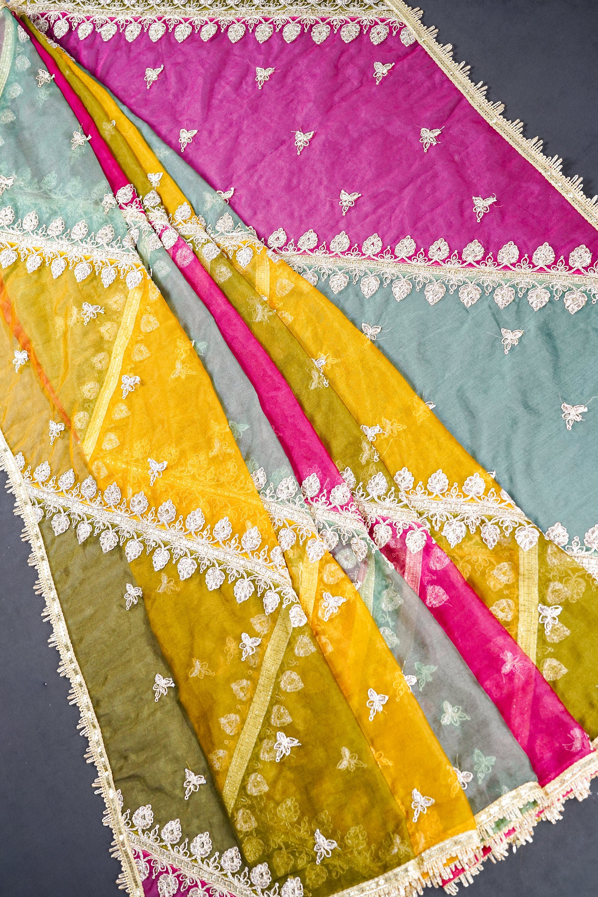 Multi-Color Organza Dupatta With All Over Sequins And Zari Work 23606