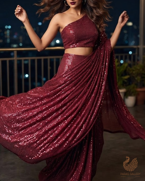 Leisha Patidar Inspired Edition | Maroon Exclusive Unstitched Fabric 23618