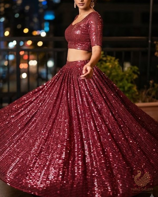 Leisha Patidar Inspired Edition | Maroon Exclusive Unstitched Fabric 23618