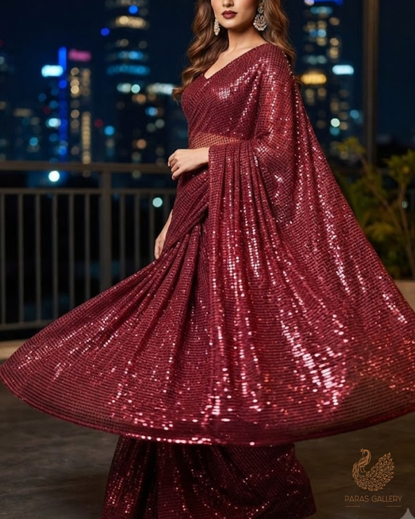 Leisha Patidar Inspired Edition | Maroon Exclusive Unstitched Fabric 23618