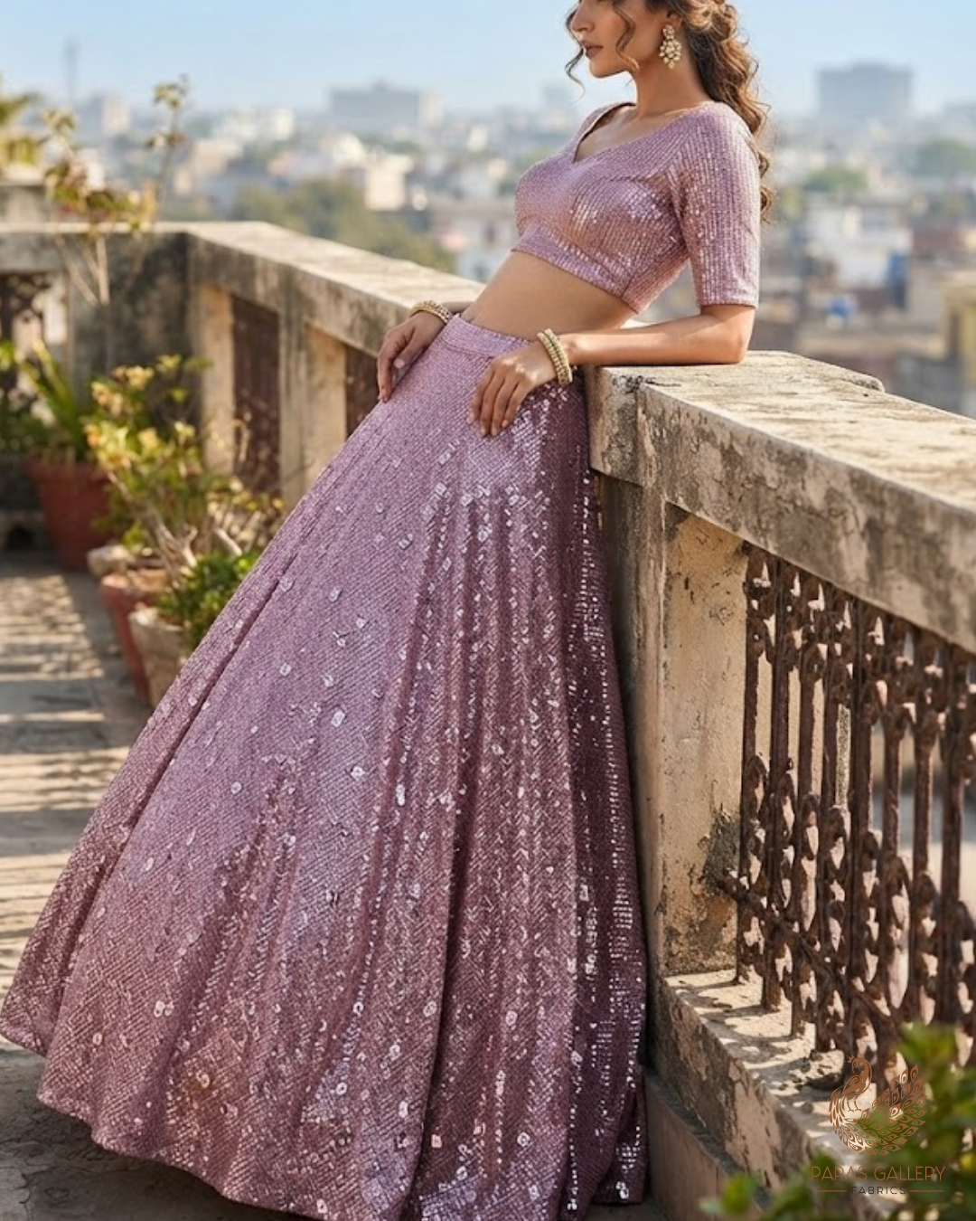 Baby Pink Exclusive Fabric With All Over Sequins Work 23619