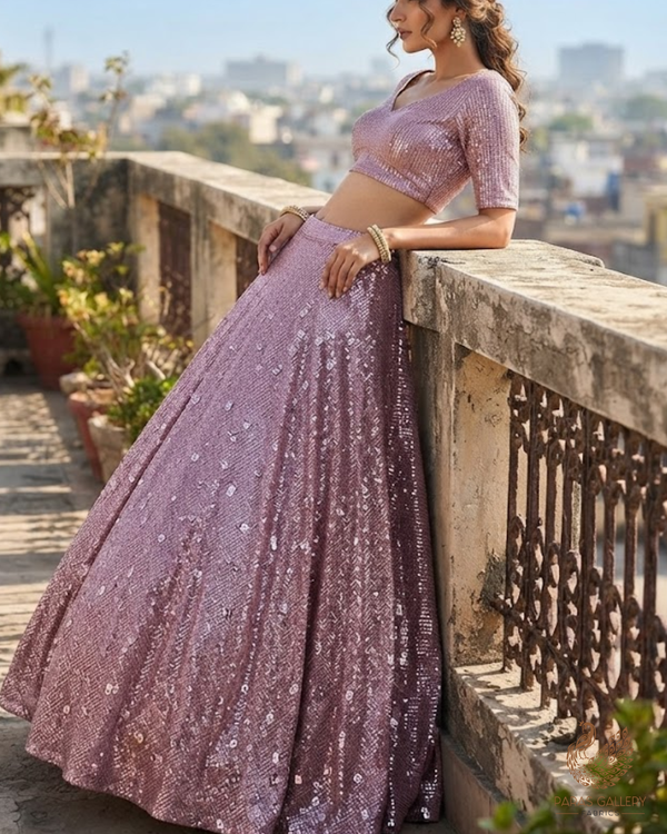 Baby Pink Exclusive Fabric With All Over Sequins Work 23619