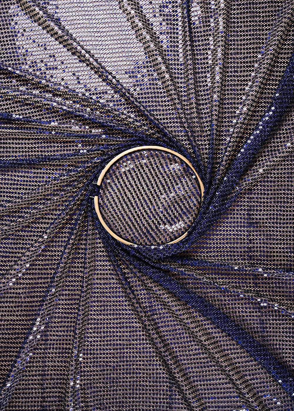 Navy Blue Exclusive Fabric With All Over Sequins Work 23621