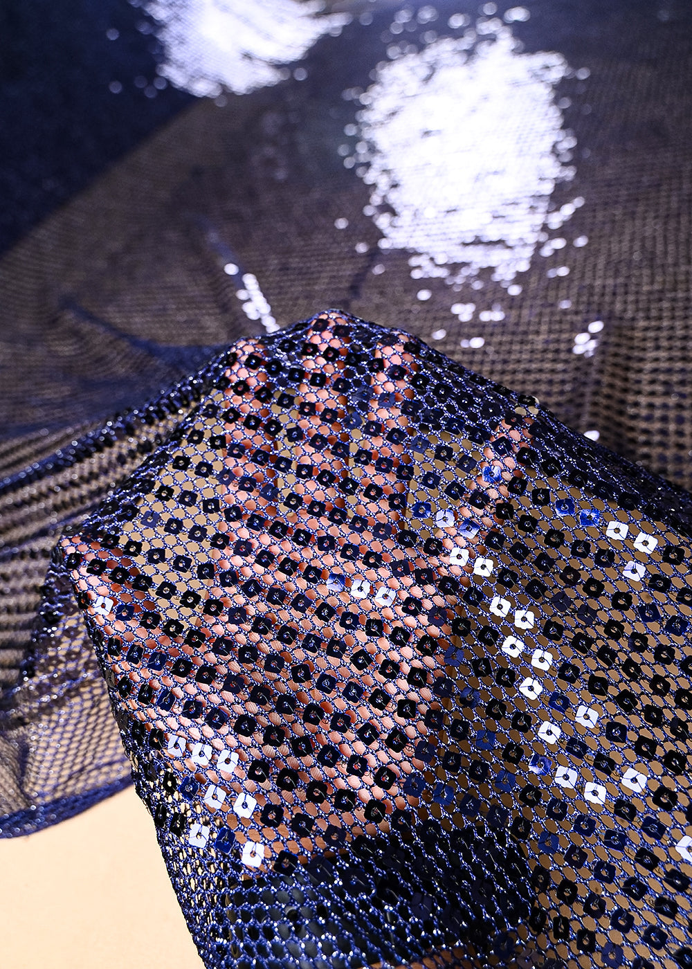 Navy Blue Exclusive Fabric With All Over Sequins Work 23621