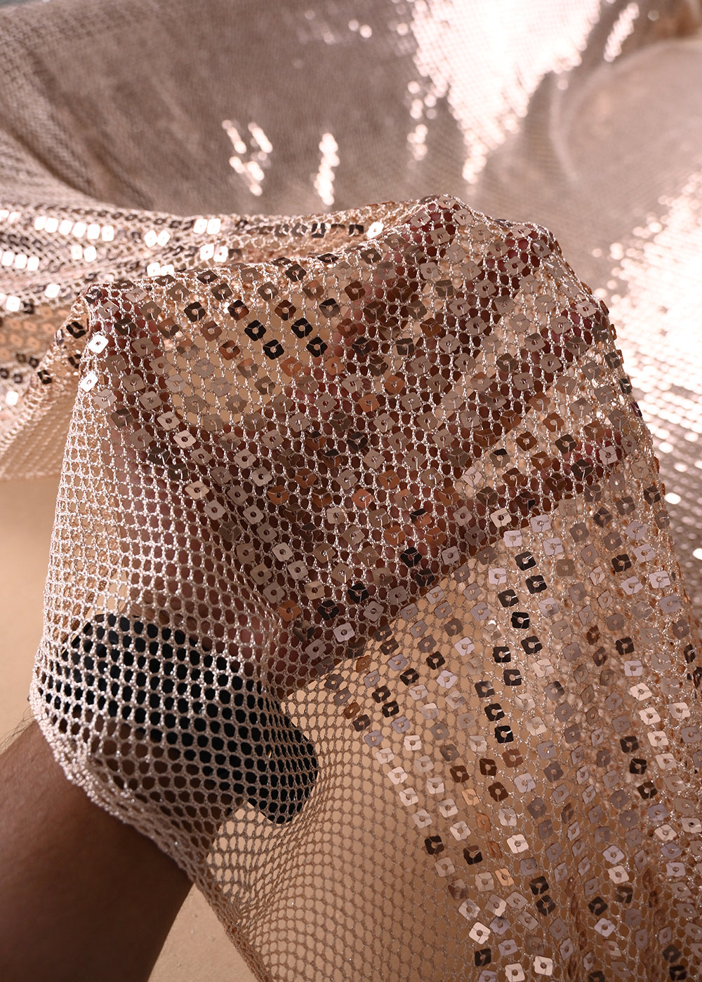 Rose Gold Exclusive Fabric With All Over Sequins Work 23622