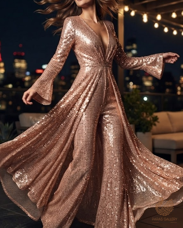 Mouni Roy Inspired Edition | Rose Gold Exclusive Unstitched Fabric 23622